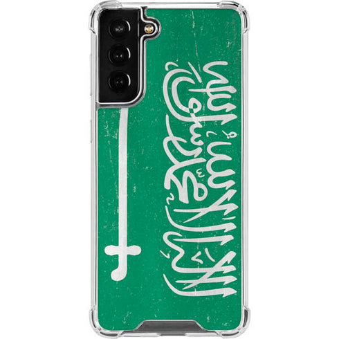 Saudi Arabia Flag Distressed Galaxy S22 Plus Clear Case
